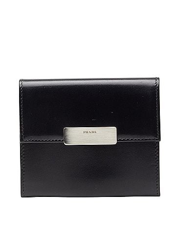 Prada Prada logo wallet/coin case, black leather, women's, PRADA (view 1)