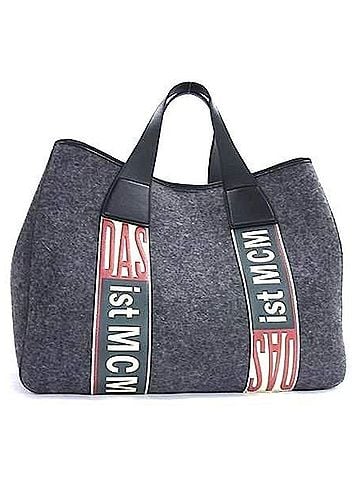 MCM MCM Stadt Loden Tote Bag MUT8ASD10EP001 in Gray, Black Felt, and Leather for Women (view 1)