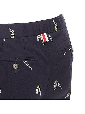 Thom Browne THOM BROWNE navy blue cotton yellow diver embroidery cropped chino pants US0 XS (view 2)