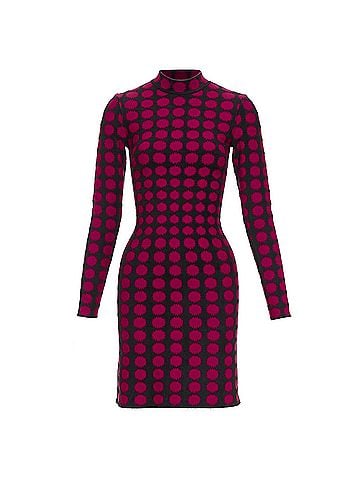 Alaïa ALAIA red black viscose graphic polka dot illusion bodycon dress FR36 S (view 1)