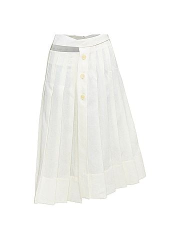 Jacquemus JACQUEMUS L'Amour cream linen asymmetric pleated cut out midi skirt FR38 M (view 1)