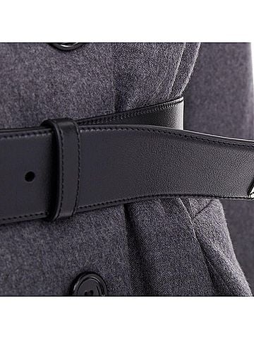 Prada PRADA 2022 grey cashmere wool silver logo leather belted padded coat IT40 S (view 2)