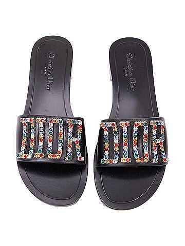 Christian Dior Dior Diorevolution multicolor crystal pave logo sandals slides (view 1)