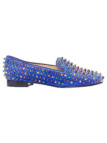 Christian Louboutin Christian Louboutin Dandy Pik Pik Flat blue suede multicolor spike flats (view 2)