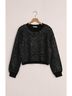 Z Supply Print Black Gleam Sequin Sweater Size M - photo 6