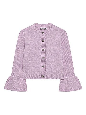 Mint Velvet flared sleeves, ribbed trim, flute shape, lilac Cardigan (view 1)