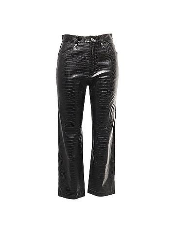 HUGO BOSS  Boss Croc-Embossed Straight-Leg Trousers in Black Faux Leather (view 1)