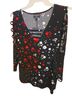 Bold Elements Floral Polka Dots Black Red White Long Sleeve Blouse Size XL - photo 1