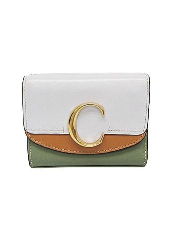 Chloé Chloé Chloe C Compact Wallet Women's Leather Wallet (tri-fold) Beige,Green,Light Gray (view 1)
