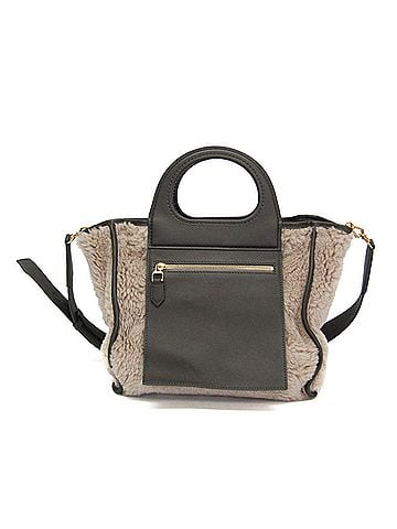 Max Mara Max Mara Teddy Bear Reversible Tote Bag Women's Leather,Wool Handbag,Shoulder Bag Gray (view 1)