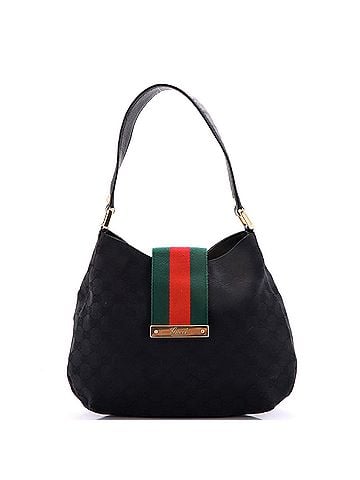 Gucci New Ladies Web Hobo GG Canvas Medium (view 1)