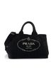 Prada 100% Canvas Plain Black Canapa Convertible Tote Canvas Medium One size - photo 1