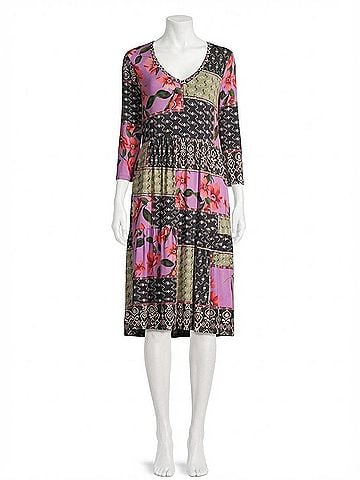 Johnny Was Zanda 3/4 Sleeve Tiered Tea Length Dress (view 1)