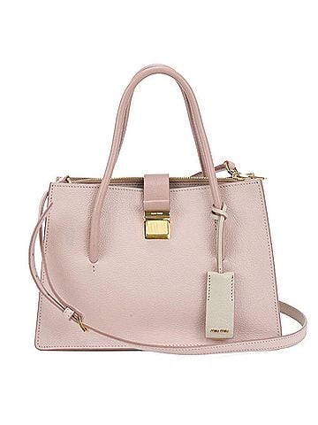 Miu Miu Miu Miu MIU Outlet Tote Bag 5BA104 F0JW1 2AJB 2-Way Madras Women's Pink (view 1)