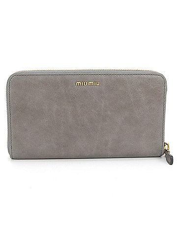 Miu Miu Miu Miu MIU Outlet Long Wallet with Zip-Around Closure, 5M0506, Women's, Gray (view 1)