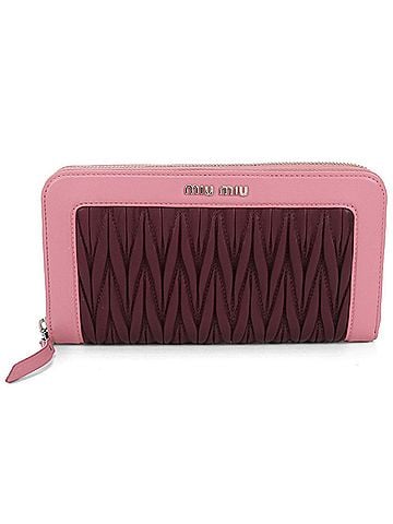 Miu Miu Miu Miu MIU Outlet Long Wallet with Zip-Around Matelasse Finish, Pink, Women's (view 1)