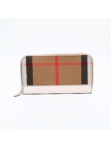 Burberry Burberry Check Canvas and Leather Long Wallet, Beige, WS22177 (view 1)