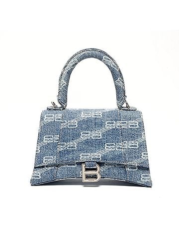 Balenciaga Balenciaga Denim Hourglass 2-Way Handbag, Navy, WS24663 (view 1)