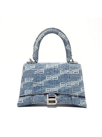 Balenciaga Balenciaga Denim Hourglass 2-Way Handbag, Navy, WS24663 (view 2)