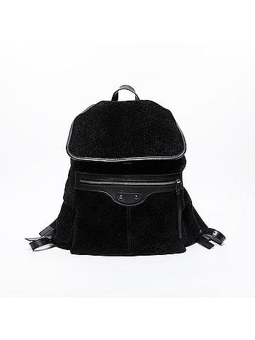 Balenciaga Balenciaga Leather Suede Lock Backpack/Daypack, Black, WS21590 (view 1)