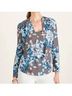 Chico's 100% Polyester Floral Blue Gray Blouse Size L - photo 4