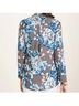 Chico's 100% Polyester Floral Blue Gray Blouse Size L - photo 5