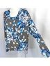 Chico's 100% Polyester Floral Blue Gray Blouse Size L - photo 13