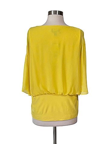 MSK MSK Chiffon Blouse with Rhinestones in Lemon Candy Short Sleeve Blouse (view 2)