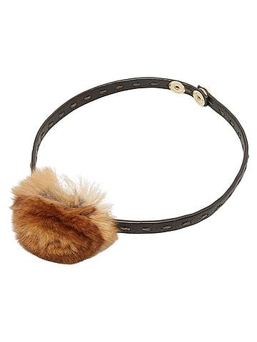 Fendi Fendi choker necklace in brown leather and fur for women. (view 1)