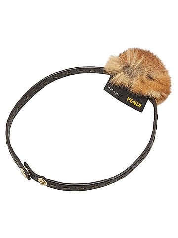 Fendi Fendi choker necklace in brown leather and fur for women. (view 2)