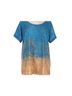 NORACORA 100% Polyester Ombre Blue Tan Short Sleeve Blouse Size L - photo 1