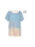 NORACORA 100% Polyester Ombre Blue Tan Short Sleeve Blouse Size L - photo 5