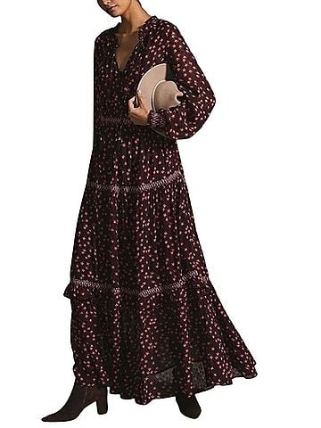 Anthropologie Star Print Maxi Dress Cocktail Dress (view 1)