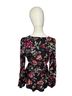 A.L.C. 100% Polyester Floral Black Pink Green Long Sleeve Blouse Size 2 - photo 2