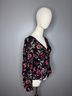 A.L.C. 100% Polyester Floral Black Pink Green Long Sleeve Blouse Size 2 - photo 4