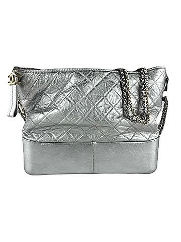 Chanel CHANEL Gabrielle de Chanel Shoulder Bag, Leather, Silver, Women's, Free Shipping, z8885 (view 1)