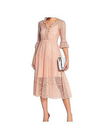 Maje Ruffle-trimmed Sheer Lace Midi * Slip NOT included  Casual Dress (view 1)