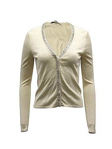 Diane von Furstenberg Diane Von Furstenberg Ballerina Embellished Knit Cardigan in Gold Rayon (view 1)