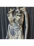 Lydia 100% Polyblend Print Black Gold Cocktail Dress Size 0 - photo 7
