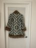Chasing Unicorns Floral Jacquard Multi Color Teal Ivory Coat Size M - photo 5