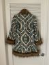 Chasing Unicorns Floral Jacquard Multi Color Teal Ivory Coat Size M - photo 9