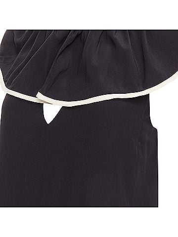Chloé CHLOE black 100% silk crepe de chine ruffle collar jumpsuit FR36 S (view 2)