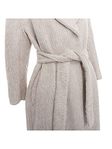 Max Mara MAX MARA S grey alpaca virgin wool spread collar belted long coat IT38 XS (view 2)