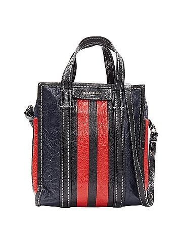 Balenciaga BALENCIAGA Bazar navy red striped leather top handle crossbody bag (view 1)