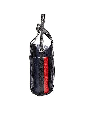Balenciaga BALENCIAGA Bazar navy red striped leather top handle crossbody bag (view 2)
