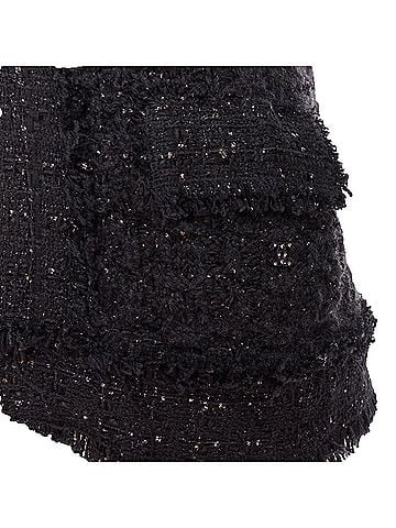 Chanel CHANEL 05A black metallic tweed silver CC logo cardigan jacket FR38 M (view 2)