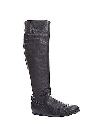 Lanvin LANVIN black soft leather round toe panelled flat long boots (view 2)