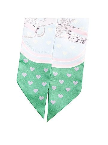 Hermès HERMES Silk Brides De Gala Love Twilly Bleu Ciel Parme Vert silk scarf (view 2)
