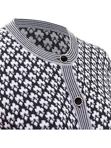 Chanel CHANEL black white cashmere velvet buttons crew cardigan FR38 M (view 2)