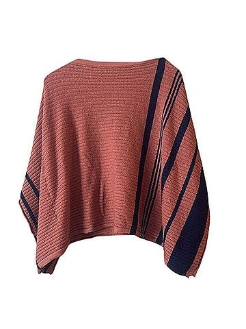 Trina Turk Chic Wrap Nutmeg Indigo Poncho Sweater Knit Poncho (view 2)